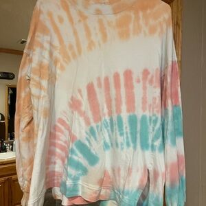 Easel Orange and White Oversized Long Sleeve sweatshirt